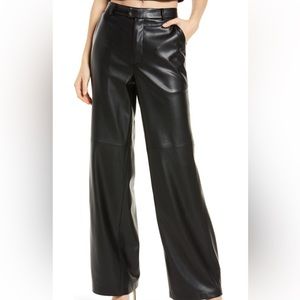 Good American faux leather wide leg trousers